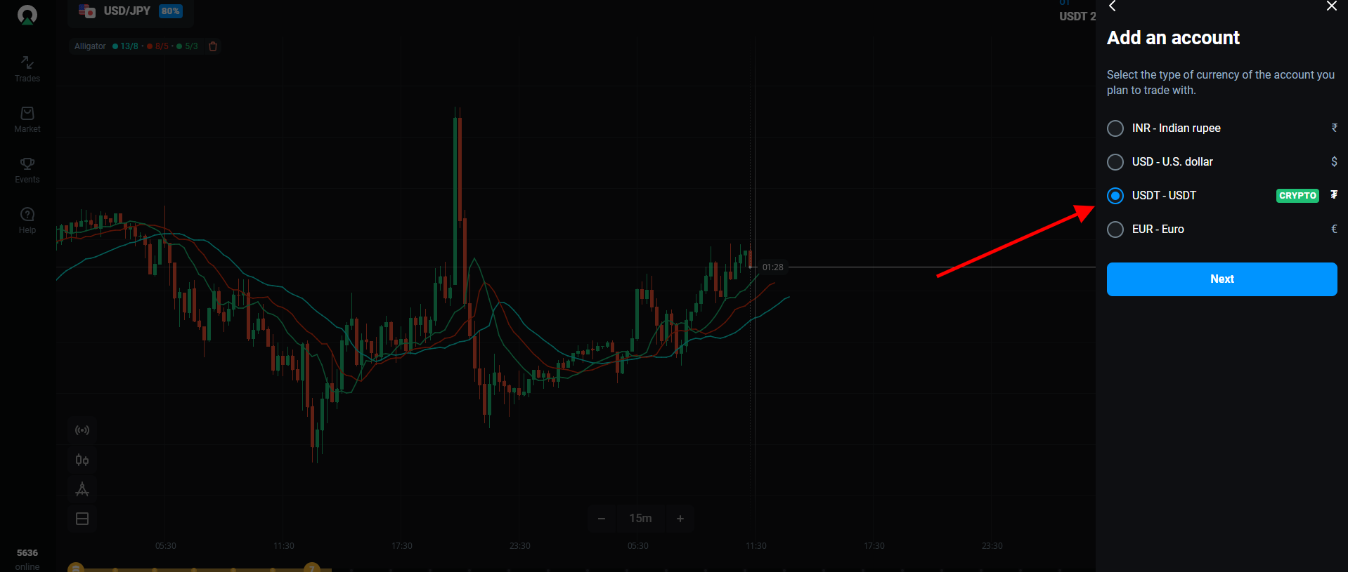 Olymp Trade USDT account?