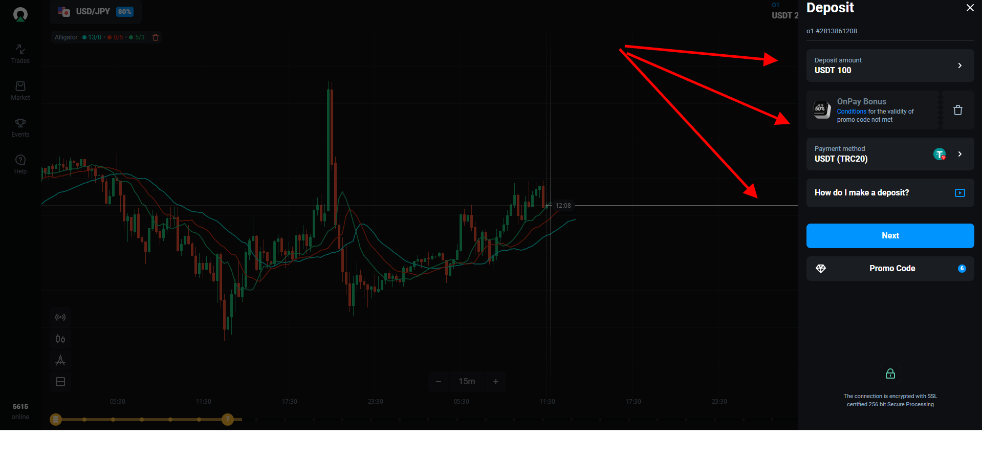 Olymp Trade USDT account?